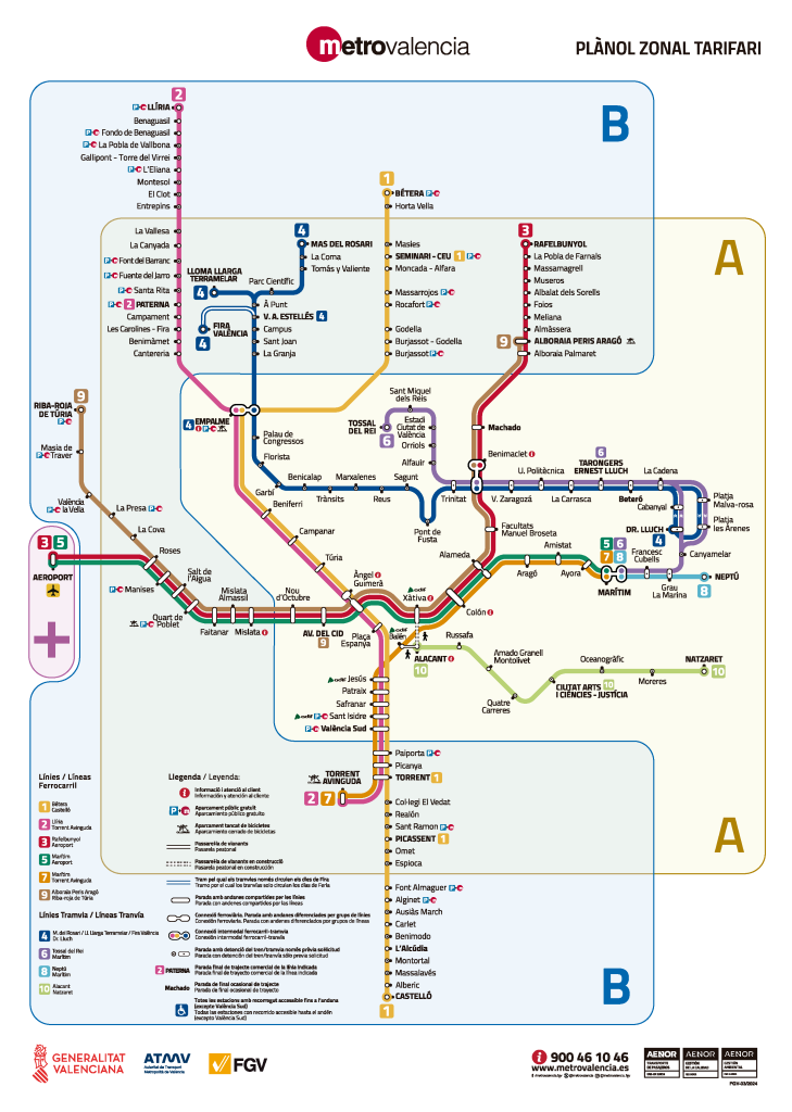 Kaart Metro van Valencia